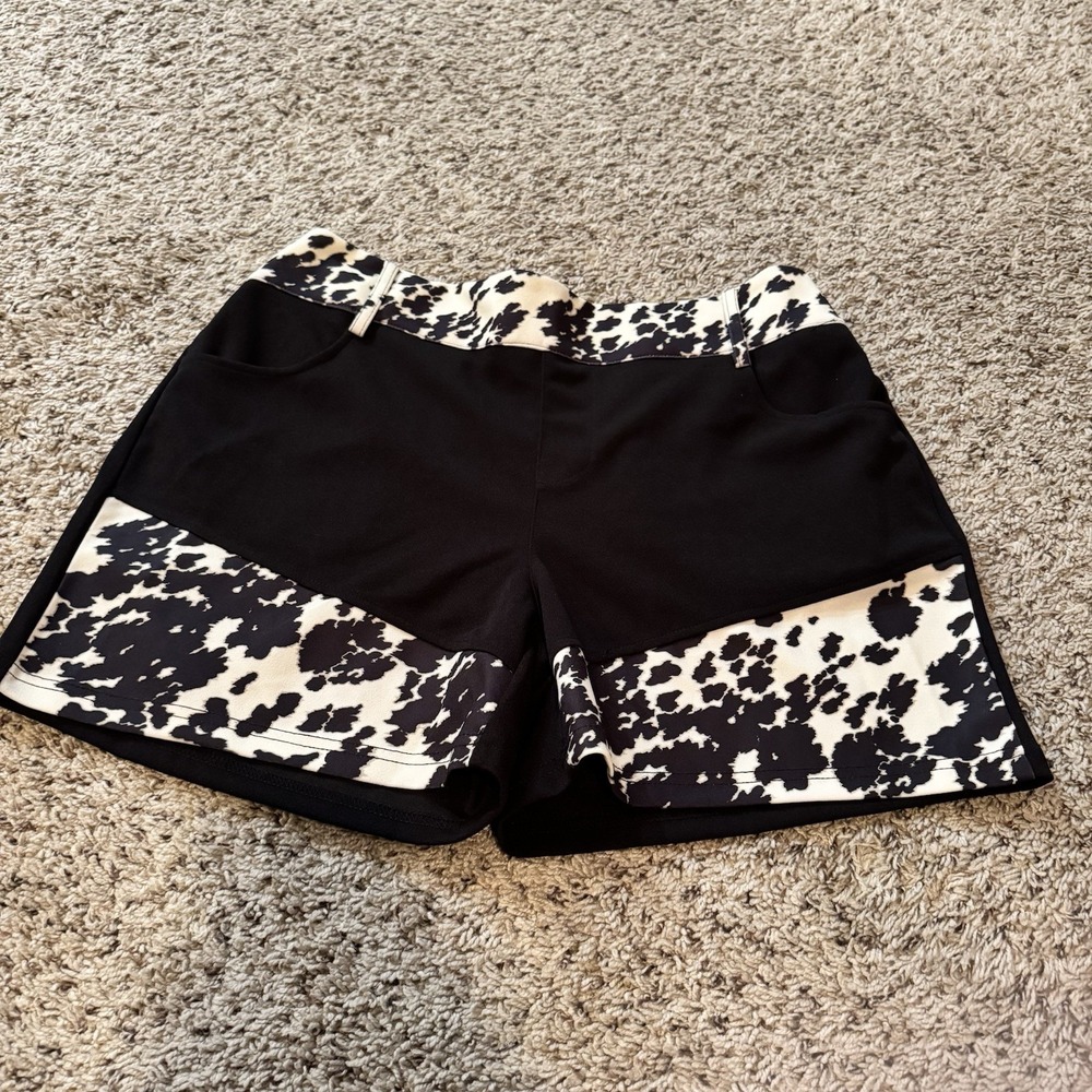 Crazy Train Animal Cow Print Western Boutique Shorts Rodeo Women's Size XL
